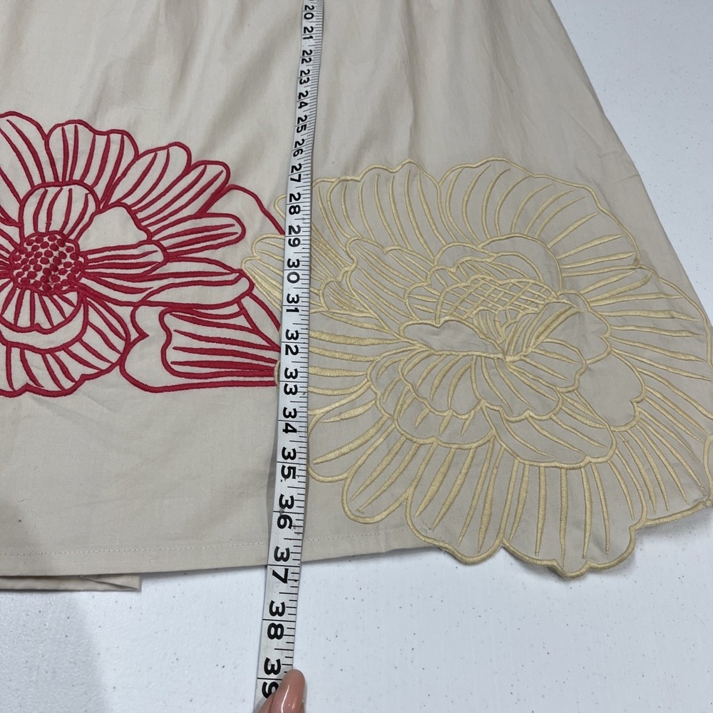 Laffaire Skirt Tan Maxi Bold Floral Embroidered Pull On Size L Artisanal Artsy - Picture 5 of 13
